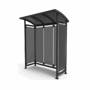 ABRIGO ACRIFER COM COSTAS, 2 LATERAIS E TELHADO EM POLICARBONATO ALVEOLAR APOIO X